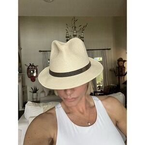 Bugatti The European Brand Straw Fedora Hat Men Women Size 57 Made‎ In Italy